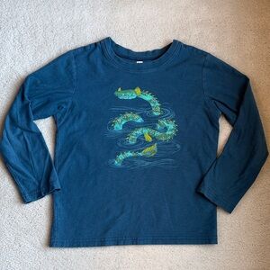 Tea Collection Nessie Sea Creature Front Back Graphic Long Sleeve Shirt Size 7